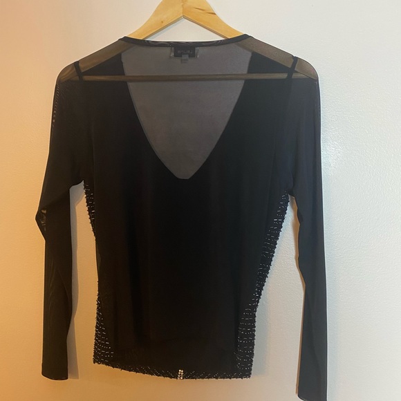 Vintage Mob wife Laura sequins and sheer V neck blouse - Picture 5 of 6